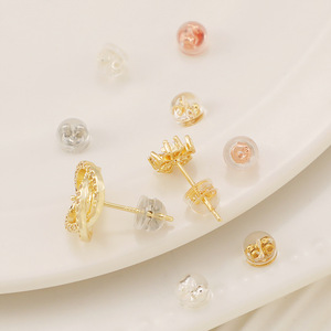 Brass Metal Silicone <strong>Rubber</strong> Silica Gel Real Gold Ear Plugs <strong>Earring</strong> <strong>Backs</strong> for Stud <strong>Earrings</strong> 5mm - Product Image 2