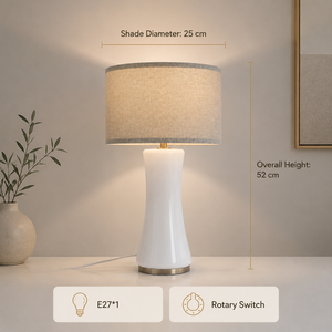 Juego de 2 Lámparas de Mesa con Pantalla de Tela, Cuerpo de Vidrio, Base de Hierro, Bombilla E27, Luz Cálida para Dormitorio, Mesita de Noche, Hotel, Decoración de Sala de Estar - Product Image 4