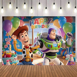 ฉากหลังธีมตัวการ์ตูนทอยสตอรี่ สำหรับงานวันเกิดเด็ก ตกแต่งปาร์ตี้ แบนเนอร์ฉากหลัง - Product Image 1