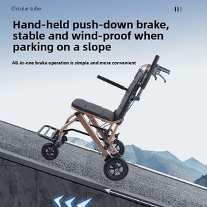 Fauteuil roulant pliable léger en alliage d'aluminium pour personnes âgées, chariot de voyage portable pour utilisation en avion avec design antidérapant - Product Image 3