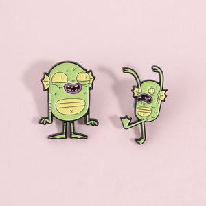 Broches en métal en gros, style dessin animé, créatives, originales et uniques, motif 'Petit Monstre' et 'Monstre Poisson Animé' mignon - Product Image 2