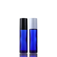 Vente en gros de flacons à bille en verre bleu de 10 ml pour huiles essentielles, flacons de parfum avec bouchons à bille