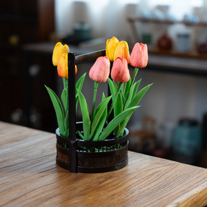 Bamboo Woven Flower Basket Rectangle Standing Type For Living Room Desktop Vase - Product Image 2