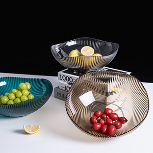 Fruit Platter Round <b>Plastic</b> Vertical Pattern 3 Color Set For Dining Table Modern Style Snack And Fruit <b>Basket</b> - Product Image 3