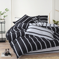 Parure de lit imprimée 3 ou 4 pièces en microfibre polyester pour lit Queen ou King, avec housse de couette et taies d'oreiller
