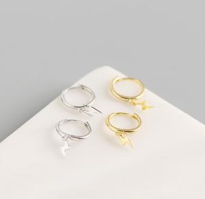 Simple Girls 925 Silver <strong>Earrings</strong> for Women <strong>Small</strong> <strong>Dangle</strong> Pendant with Gold Plating Lightning Bolt for Anniversary - Product Image 4