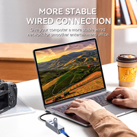 Adaptateur USB C USB 3.0 vers Gigabit Ethernet Veggieg 2 en 1 avec hub USB 3.0 3 ports, carte réseau LAN 1000 Mbps, alliage d'aluminium