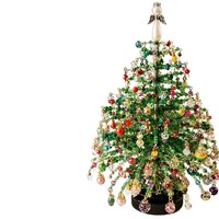 Kit DIY Arbre de Noël Artificiel Perlé – Perles en Plastique, Décoration Angélique, Style Festif, Pièce Prête à Poser Faite à la Main pour Table de Fêtes