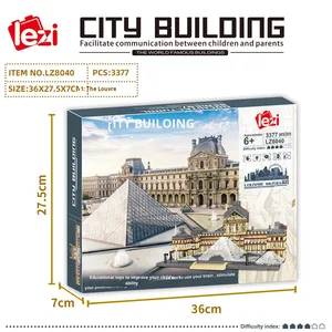 <span class=keywords><strong>Bloques</strong></span> de Construcción de Plástico ABS Zhegao Louvre LZ8040, Rompecabezas de Micropartículas, Edificios Famosos, Decoración de Escritorio, Juguete DIY - Product Image 5