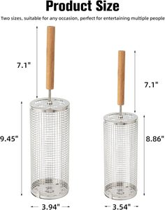Panier de cuisson rond en acier inoxydable 304 pour barbecue, panier de grillade rotatif pour charbon de bois, en acier inoxydable pour grillades en extérieur - Product Image 3