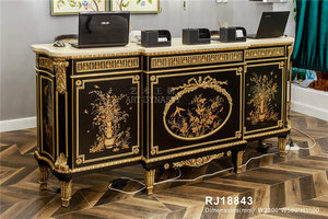 Sơn mài màu đen hand Painted đồ nội thất bằng gỗ w2300 * W580 * h1100 bạch dương + Brass đôi cửa tủ trưng bày - Product Image 2