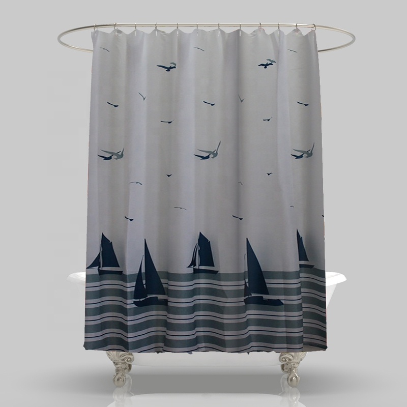 Оптовая продажа, водонепроницаемая декоративная занавеска для душа из полиэстера с принтом на заказ