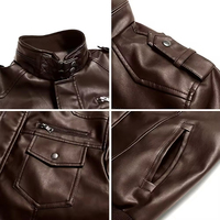 Jaket Kulit Pria Kustom Berkualitas Tinggi Baru Desain Ritsleting Laris dengan Dekorasi Bordir