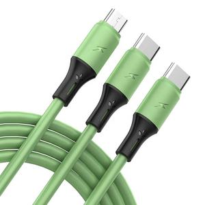 สายชาร์จซิลิโคนเหลว3 in 1ยาว1.2ม., สายชาร์จเร็วสำหรับ iPhone Samsung Xiaomi โทรศัพท์มือถือแอนดรอยด์ - Product Image 1