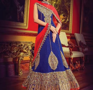ATIYA LIBAS Lehenga Choli Bordado Real Indio/Pakistaní para Novia, Vestido de Boda/Fiesta, Acetato, Color Personalizado-2019 - Product Image 3