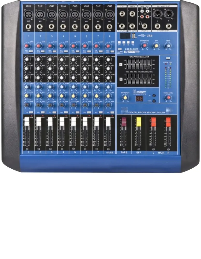 Mikrofon Efek USB Tampilan Besar Baru 2015 Mixer Audio Mixer-GM8
