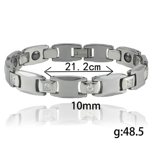 Titanium Steel <b>Bracelet</b> Geometric Bezel <b>Set</b> Diamond Magnetic For Men Women 217009 - Product Image 4