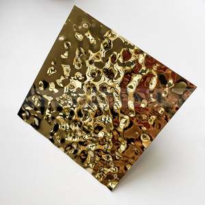 EX255 Rose Gold/Golden Water Ripple Stainless Steel <b>Sheet</b> 0.5-1mm Customized <b>Mirror</b> Finish Decorative Wall Panel Ceiling SUS 304 - Product Image 1