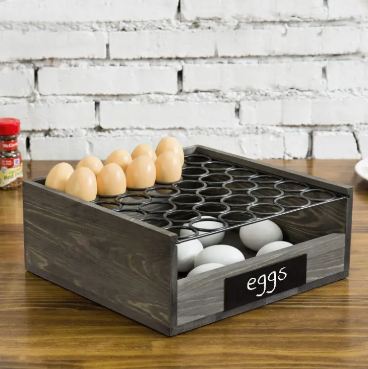 Comptoir de cuisine réfrigérateur en bois support de stockage d'oeufs plateau pour oeuf deviled utilisable