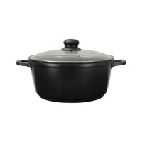 Casserole classique à double anse antiadhésive et épaissie pour soupes et sautés, avec couvercle en verre