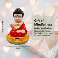 Ornement Bouddha à Tête Clignotante Alimenté par Énergie Solaire, Figurine en Plastique ABS à Secouement Automatique pour Décoration Feng Shui Maison et Voiture, Cadeau Porte-Bonheur
