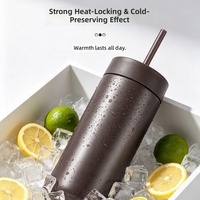 Tasse à café moderne de 450 ml (16 oz) en acier inoxydable 304, isolée sous vide, avec paille, anti-fuite, idéale pour un cadeau