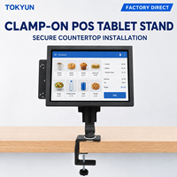 Support de tablette POS en aluminium à pince de bureau, support de comptoir réglable, support multi-trous pour la vente au détail, la restauration, OEM, ODM, vente en gros