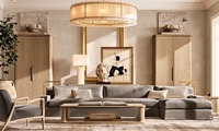 Ensemble de tables basses en placage de bois de style français haut de gamme - Centre de table moderne de qualité supérieure pour salon - Table basse Baron