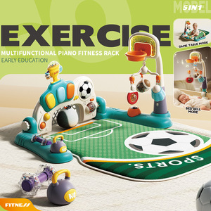 AJB <span class=keywords><strong>Gimnasio</strong></span> de actividades 5 en 1 con piano de pedales, aro de baloncesto y sonajeros desmontables para bebés, juguete de educación temprana - Product Image 6