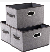 Boîte de rangement pliable en lin, Rectangle, organisateur de rangement, produit domestique avec poignées manuelles pour vêtements, en coton