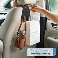 Crochets universels pour appuie-tête de voiture, porte-sac à main en cuir gris pour voiture avec doubles crochets métalliques