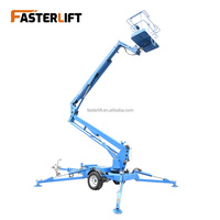 Fasterlift 200kg camion cueilleur de cerises prix de la plate-forme de travail aérienne monté sur remorque nacelle élévatrice à flèche pliante