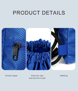 Mochila con Cordón y Logotipo Personalizado de Fábrica, Bolsillo con Cremallera, Mochila Ligera y Resistente para Gimnasio, Viajes, Escuela, Deportes y Actividades al Aire Libre - Product Image 3