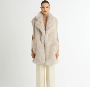 Women Faux Fur Vest Fashion Faux PU Leather Winter Body Warm Sleeveless Jackets Women Artificial Fur