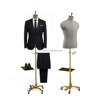 Mannequin Homme Noir en Bois Flexible avec Bras Articulés pour Costumes – Torse Ajustable Demi-Corps pour Présentation de Vêtements