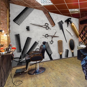 Style moderne Peel Stick Wall Art pour <span class=keywords><strong>salon</strong></span> de coiffure abstrait imprimé étanche antistatique amovible <span class=keywords><strong>papier</strong></span> <span class=keywords><strong>peint</strong></span> Design pour centre commercial - Product Image 1