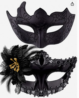 Ensemble de 2 masques de mascarade pour couple, masques vénitiens demi-visage, masque de costume d'Halloween pour hommes et femmes, bal masqué, fête du Mardi Gras