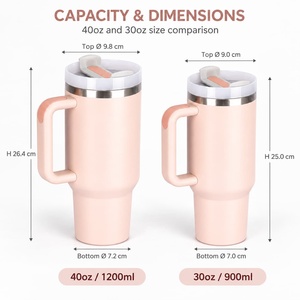 Tumbler Personalizzato da 40oz in Acciaio Inox con Manico Isolato, Tazza Termica Rosa in Metallo con Coperchio e Cannuccia, Regalo di San Valentino - Product Image 2