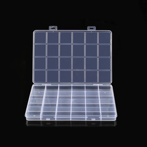 Caja de almacenamiento de plástico transparente con 24 compartimentos y tapa para organizadores de joyas, estuche de almacenamiento de piezas de escritorio - Product Image 4