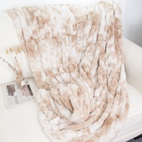 Lot de couvertures en fausse fourrure de lapin douce double face de haute qualité avec housse de coussin en fausse fourrure pour canapé