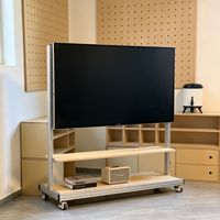 Chariot de télévision blanc et noir pour bureau, école, maison, avec roulettes, pour écran de télévision de 50 à 100 pouces, jusqu'à 220 livres