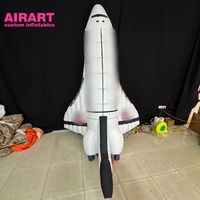 Maquette gonflable de fusée aérospatiale de 3 m de long avec logo personnalisé pour l'affichage en boîte de nuit ou lors de fêtes sur le thème de l'espace