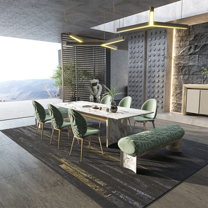 Sillas de Comedor de Lujo de Terciopelo Verde con Patas de Acero Inoxidable Dorado, Silla de Comedor Moderna de Lujo DC-00, Silla de Comedor de Terciopelo Verde - Product Image 4