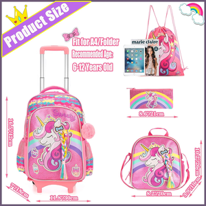 Sac <span class=keywords><strong>à</strong></span> <span class=keywords><strong>roulettes</strong></span> amovible 5 en 1 Girls Trending Bookbag Sac <span class=keywords><strong>à</strong></span> dos <span class=keywords><strong>à</strong></span> <span class=keywords><strong>roulettes</strong></span> <span class=keywords><strong>licorne</strong></span> rose Bagages pour enfants Sac <span class=keywords><strong>à</strong></span> dos scolaire - Product Image 4