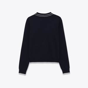 TAOP&ZA Style européen et américain 2025 Hiver Nouveau <span class=keywords><strong>Pull</strong></span> décontracté polyvalent à blocs de couleurs en tricot à manches longues à col 5755136 - Product Image 2