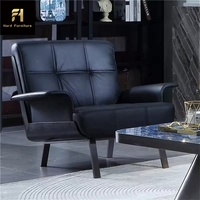 Canapé simple minimaliste italien Fauteuil de designer à dossier haut Mobilier de loisirs moderne en bois massif pour la maison Hôtel Hall Villa