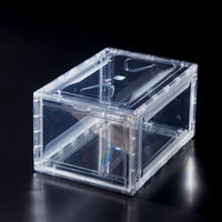 Boîtes à chaussures empilables en plastique transparent en gros, type tiroir à ouverture frontale, boîte de rangement pour chaussures en acrylique transparente