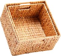 Paniers de rangement en jacinthe d'eau Yulin Jiafu pour l'organisation, paniers décoratifs en osier avec poignées de transport, lot de 2, naturel