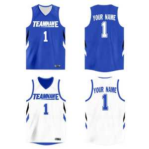 Maillot de basket-ball athlétique personnalisé Royal White Double Side Tops - Product Image 1