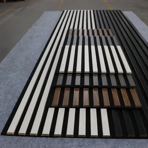 Luxury fluted wood bamboo acoustic panels fabric wooden grooved fluted acoustic panels